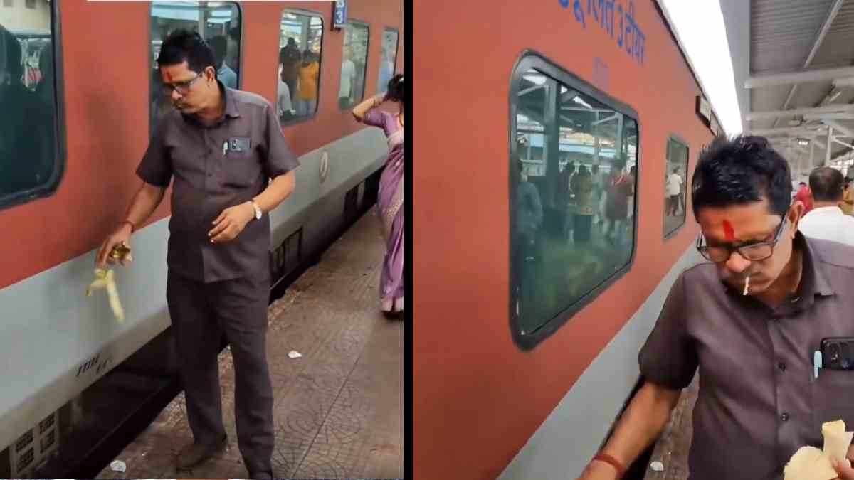 Elderly Man Throws Banana Peels on Railway Tracks, Says ‘I’m from Abroad’; Viral Video Sparks Outrage