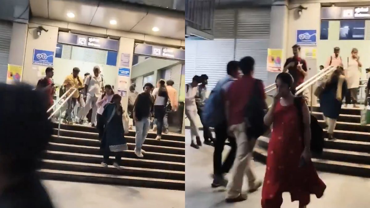 Panic at Indiranagar Metro Station | Photo Credit: https://x.com/HateDetectors