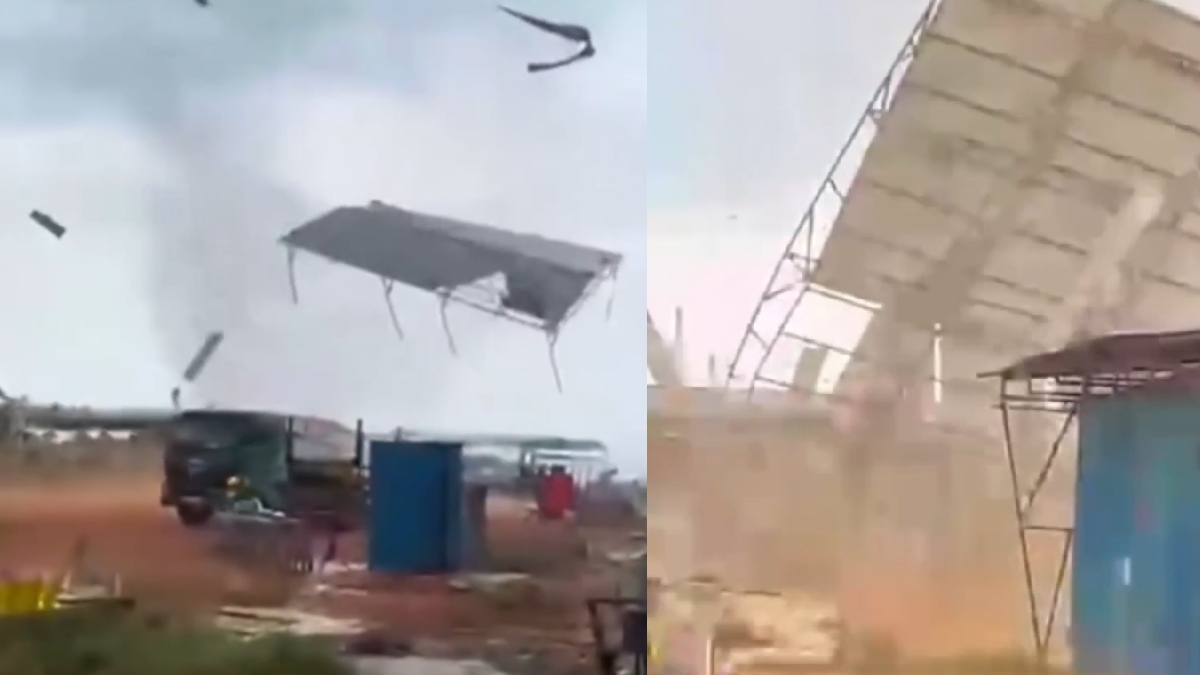 Indonesia: Powerful Tornado Rips Through Batam Construction Site, Workers Flee