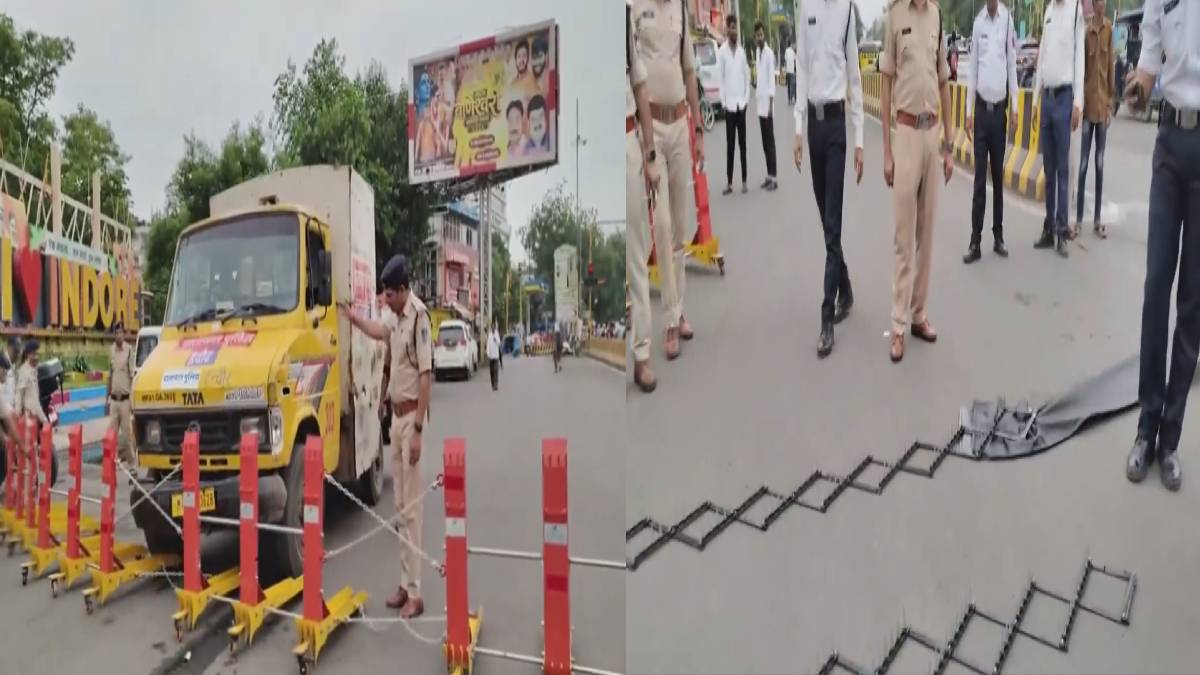 Indore Traffic Police Introduces Vehicle Arrester and Tyre Killer System | Photo Credit: https://x.com/NewsArenaIndia