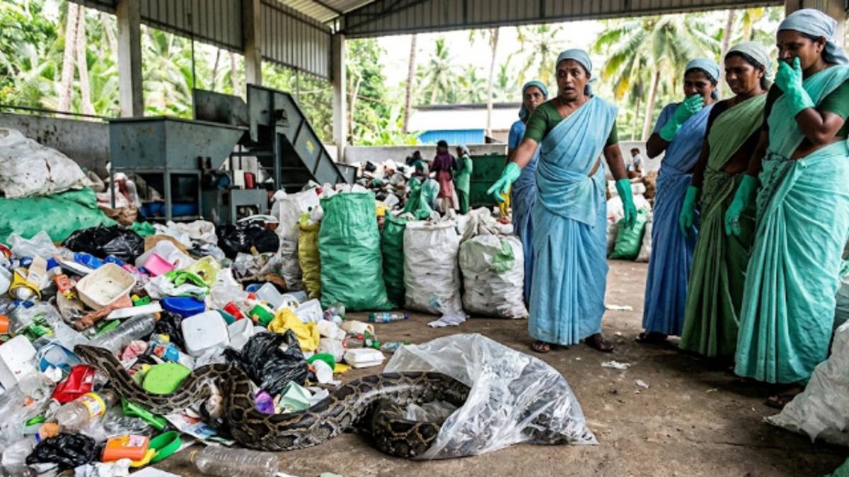 Python Found Hidden Among Plastic Waste in Kerala; Sanitation Workers Demand Strict Action After Narrow Escape
