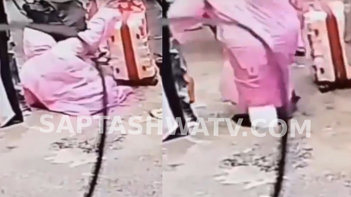 ಕುಂಭಮೇಳ ಸಿದ್ಧತೆ ನಡುವೆ ಹರಿದ್ವಾರದಲ್ಲಿ ಅವಾಂತರ - ರಸ್ತೆಯ ಗುಂಡಿಯಲ್ಲಿ ಸಿಲುಕಿದ ಮಹಿಳಾ ಭಕ್ತೆ!!
