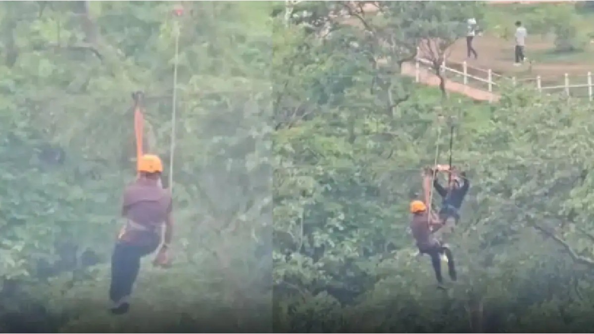 Toranmal Hill Station Zip Line Glitch: Tourist Stranded Over Gorge Rescued Safely After Technical Snag