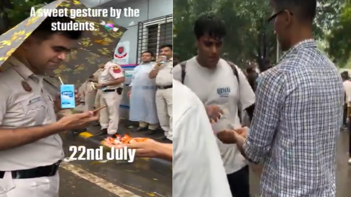 ‘Ek Bite Kha Lijiye Sir’: Man’s Gesture Toward Security Personnel During CJP Protest Goes Viral | Photo Credit: https://x.com/Surendr0032083