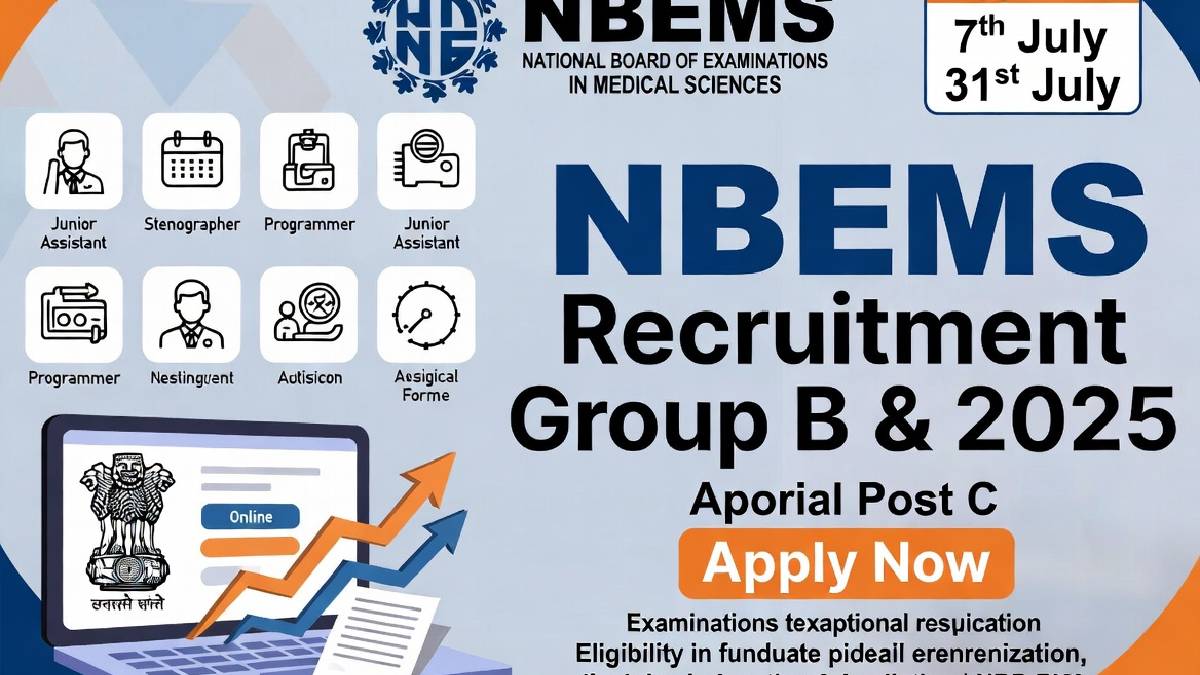 NBEMS ನೇಮಕಾತಿ 2026 - ಗ್ರೂಪ್ ಬಿ ಮತ್ತು ಸಿ ಹುದ್ದೆಗಳ ಅರ್ಜಿ ಸಲ್ಲಿಕೆ ದಿನಾಂಕ ಮುಂದೂಡಿಕೆ; ಹೊಸ ವೇಳಾಪಟ್ಟಿ ಪ್ರಕಟ!!