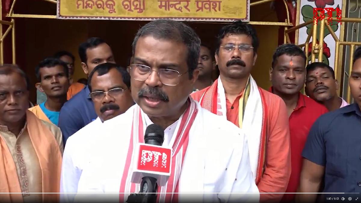 Union Minister  Dharmendra Pradhan Jagannath Temple | Photo Credit: https://x.com/PTI_News