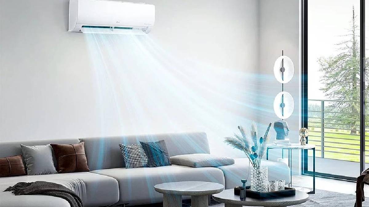 air conditioner installed in a modern living room for energy-efficient cooling | Photo Credit: https://x.com