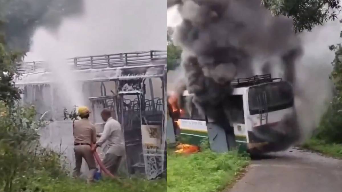 HRTC Bus Catches Fire Near Sullah in Himachal's Kangra; Passengers Escape Unhurt in Timely Evacuation