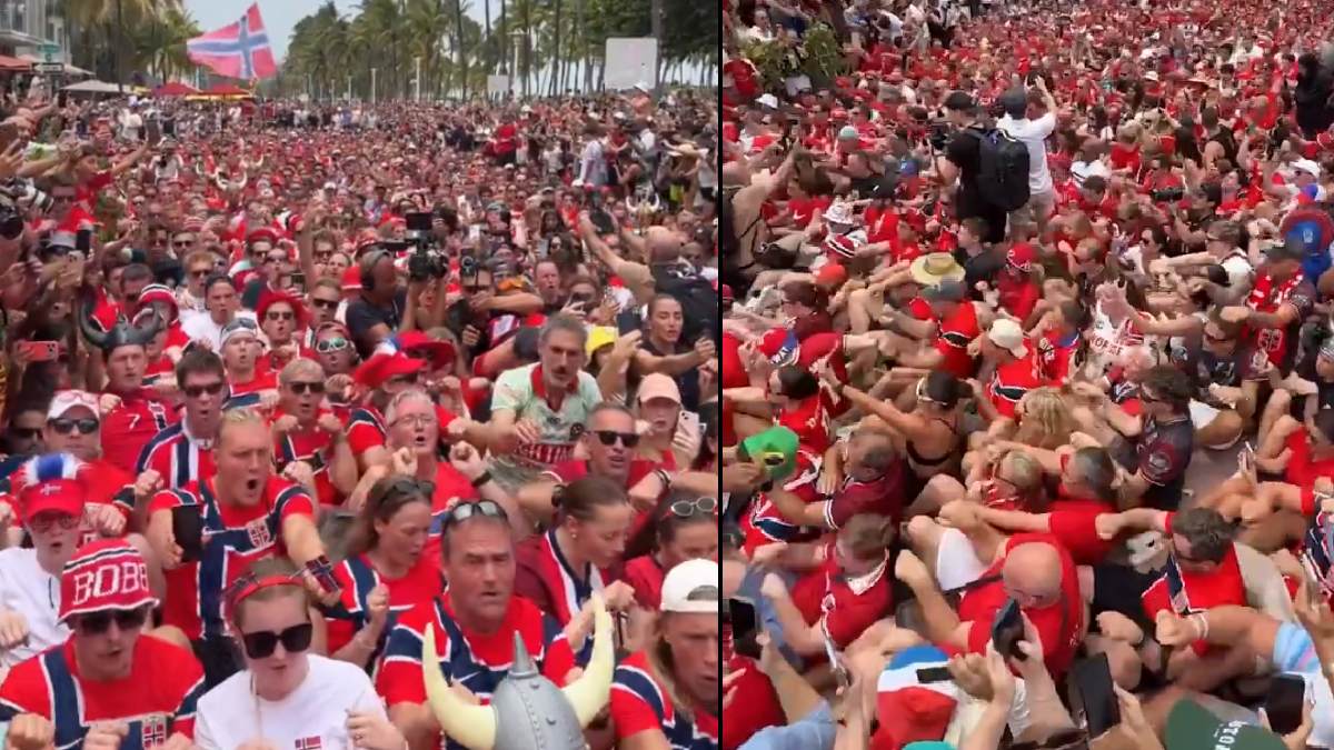 Norway Fans Turn Miami Beach Into a Viking Party | Photo Credit: x.com/ultras_clips | x.com/FOXSoccer
