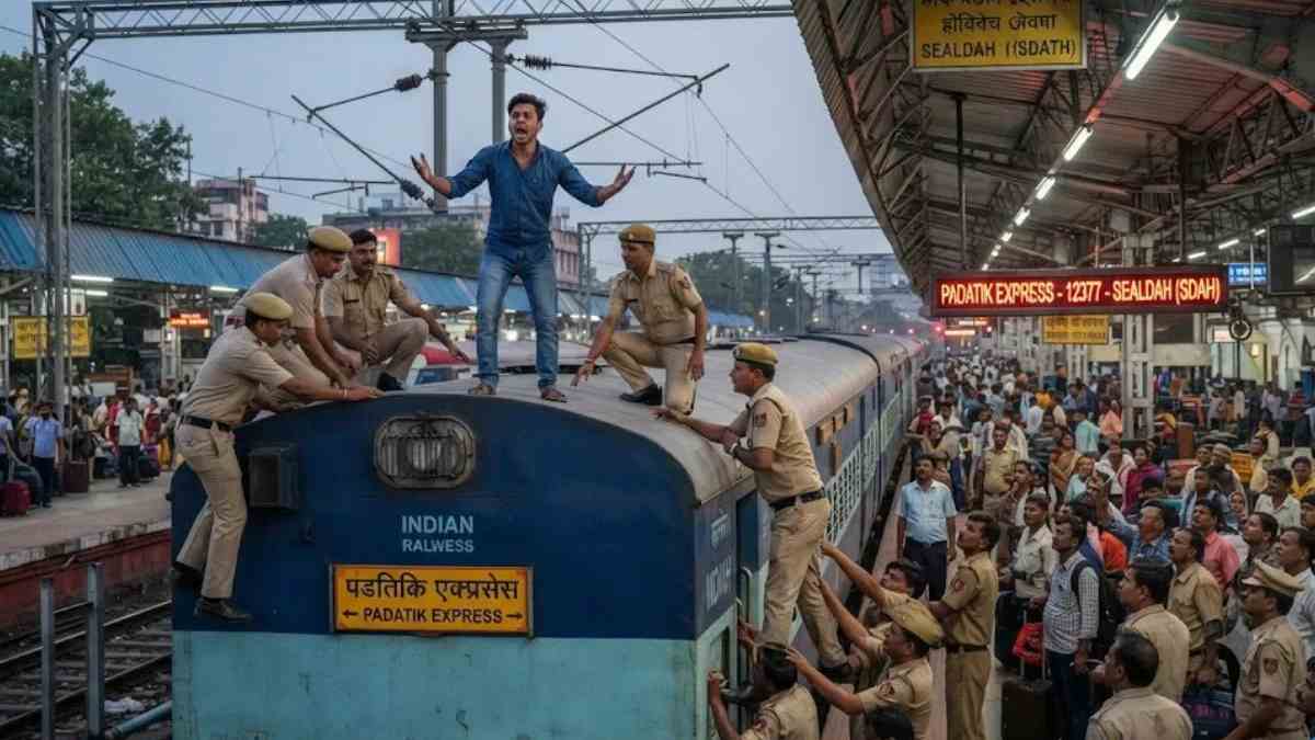 'Real-Life Veeru'? Man Climbs Train Roof at Kolkata's Sealdah Station After Breakup, Rescued by RPF