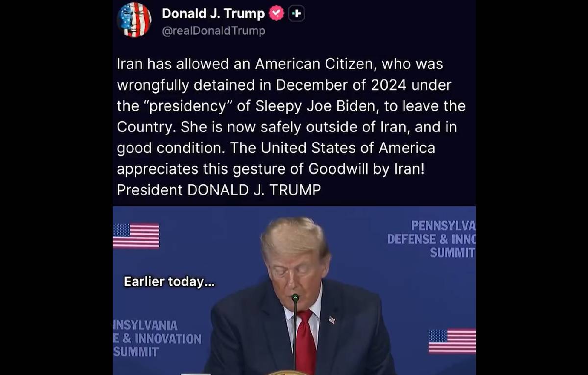 Trump Says Iran Frees American Held for 18 Months, Blames Biden-Era 'Wrongful Detention'