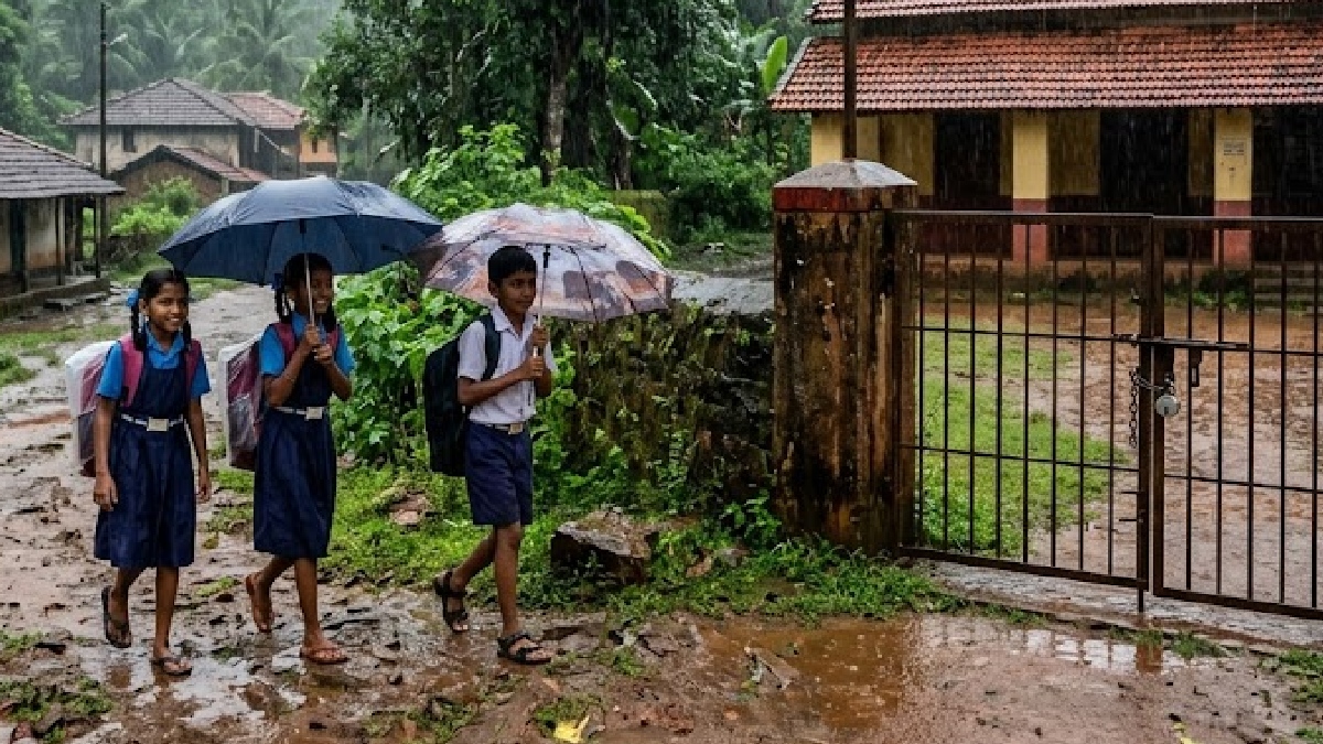 ಕರ್ನಾಟಕ ಮಳೆ, ಆರೆಂಜ್ ಅಲರ್ಟ್, ಶಾಲೆಗಳಿಗೆ ರಜೆ | Photo Credit: AI
