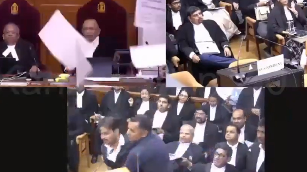 Supreme Court Incident: 'The Sovereign' Petitioner Allegedly Uses Abusive Language, Throws Papers | Photo Credit: https://x.com/Joydas