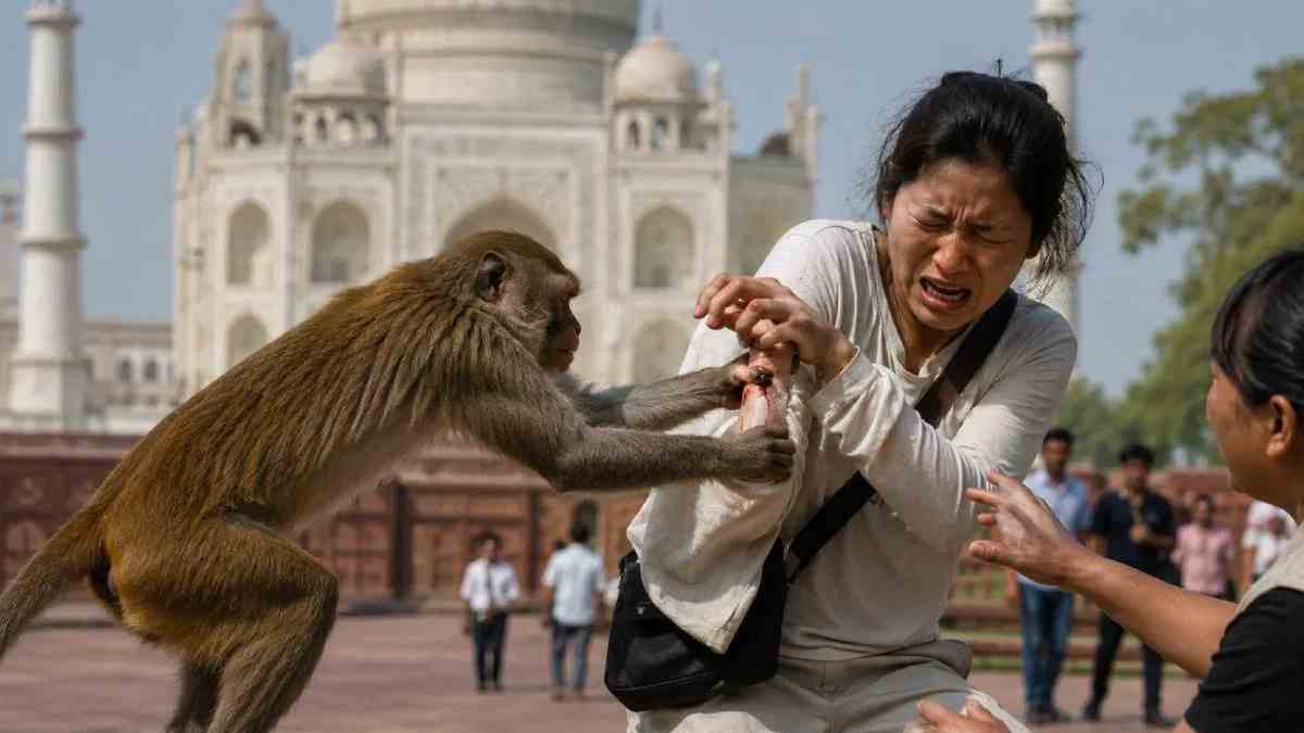 South Korean Tourist Injured in Monkey Attack Near Taj Mahal