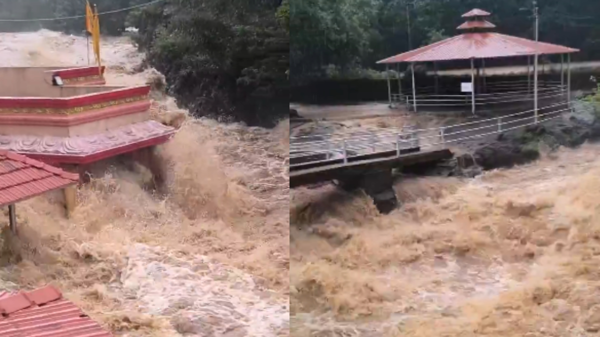 Massive Floods in Maharashtra’s Mulshi: Devi Maa Varadayini Temple Stands Firm Amid Raging Waters