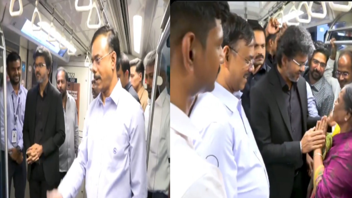 Tamil Nadu CM Vijay Metro Ride | Inspection Visit Turns Into Fan Meet in Chennai | Photo Credit: https://x.com/Vignesh_twitz