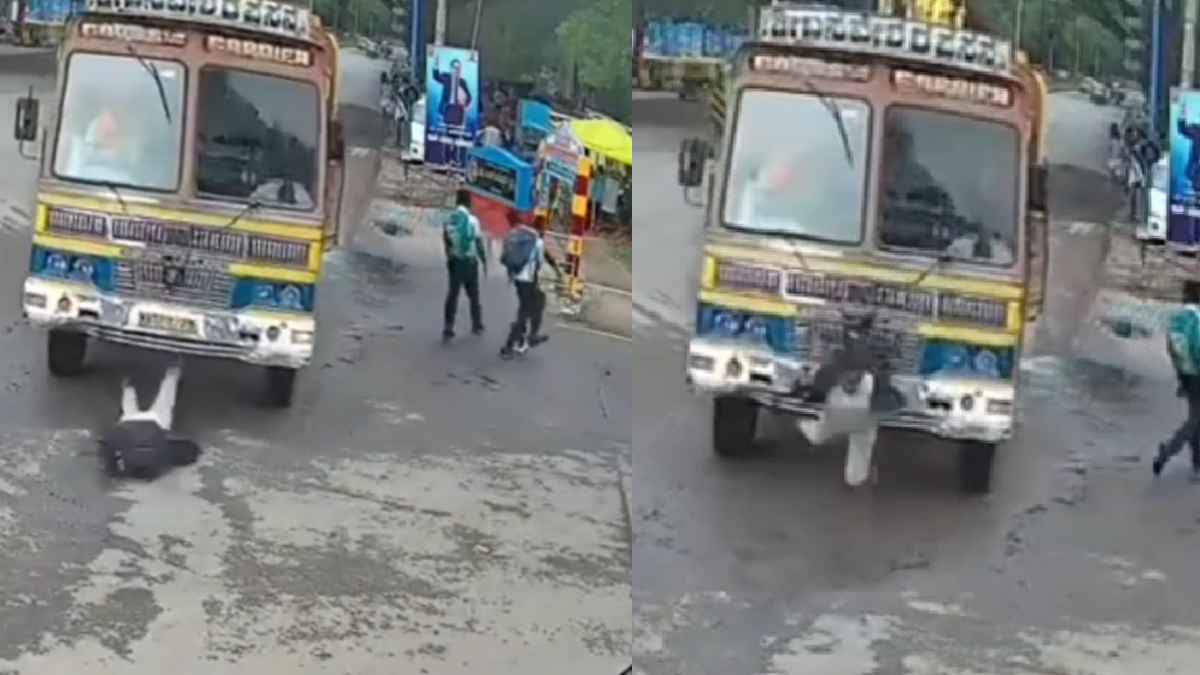 Pedestrian Injured After Speeding Truck Loses Control in Karnataka's Tumakuru