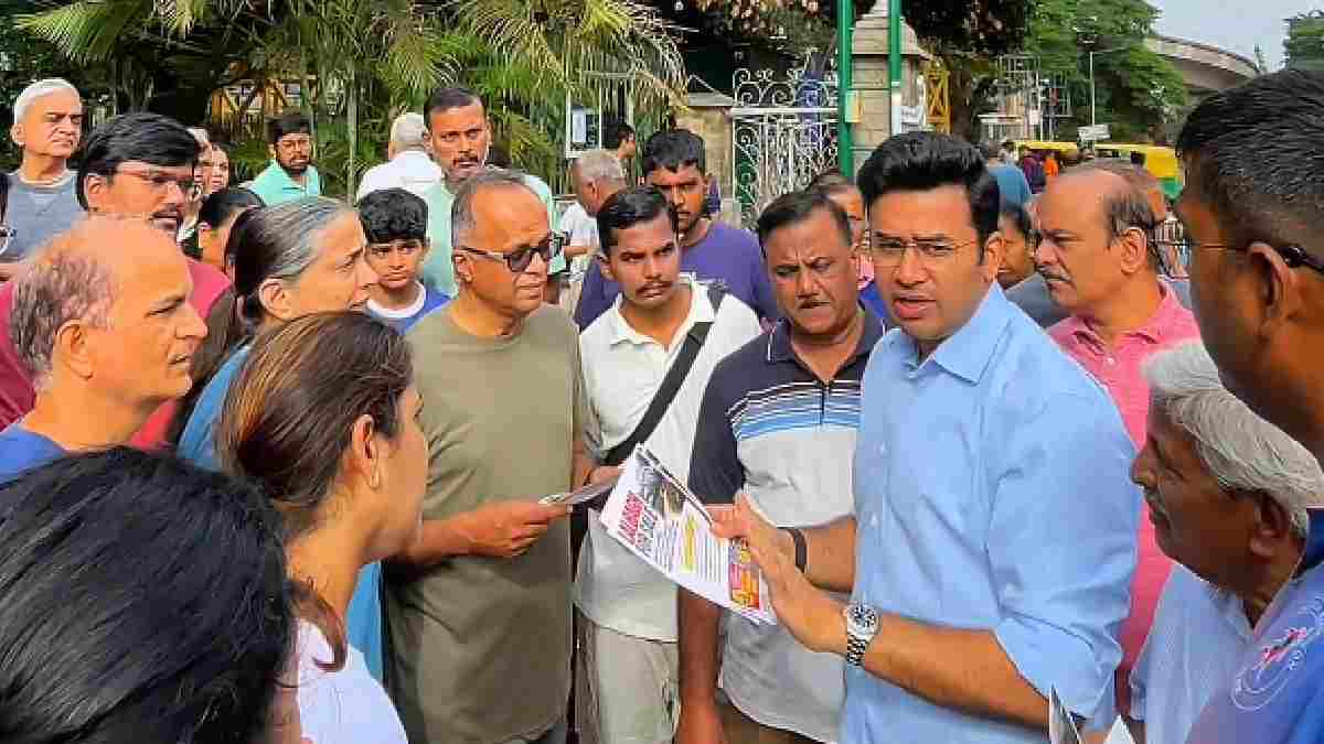 Tejasvi Surya Launches Unique Protest Against Bengaluru Tunnel Road Project, Says 'Save Lalbagh' | Photo Credit: https://x.com/Tejasvi_Surya