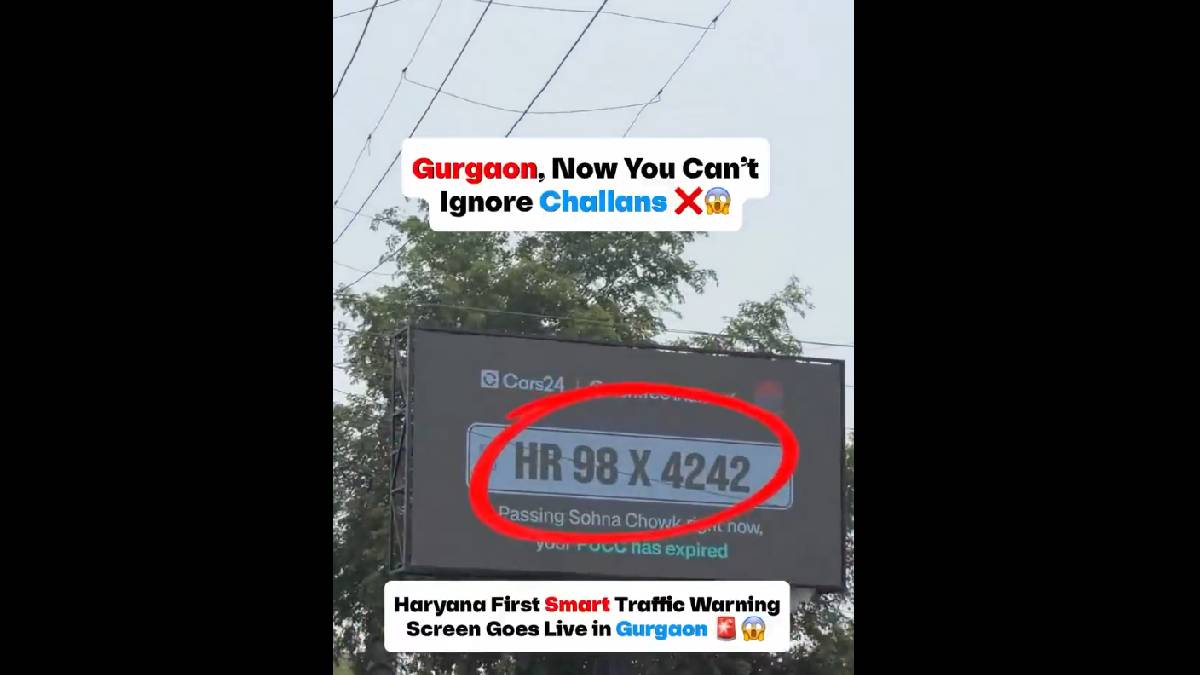 Haryana’s First AI Traffic Warning Screen Goes Live | Photo Credit: https://x.com/IndianTechGuide