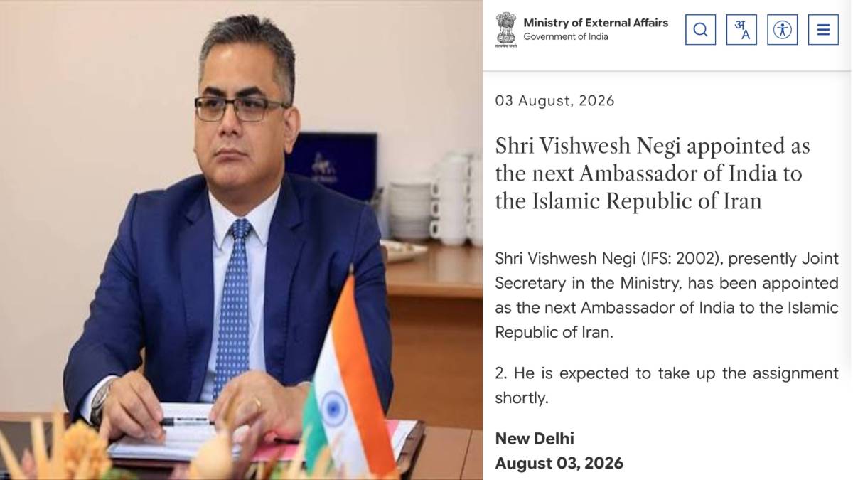 Vishwesh Negi Appointed India’s Next Ambassador to Iran | Photo Credit: https://x.com/sidhant