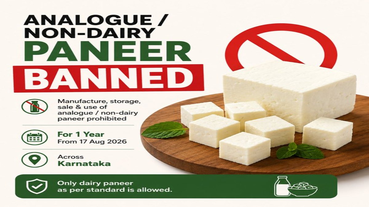 Karnataka Bans Analogue Paneer for One Year: Hotels and Restaurants Face Strict Action