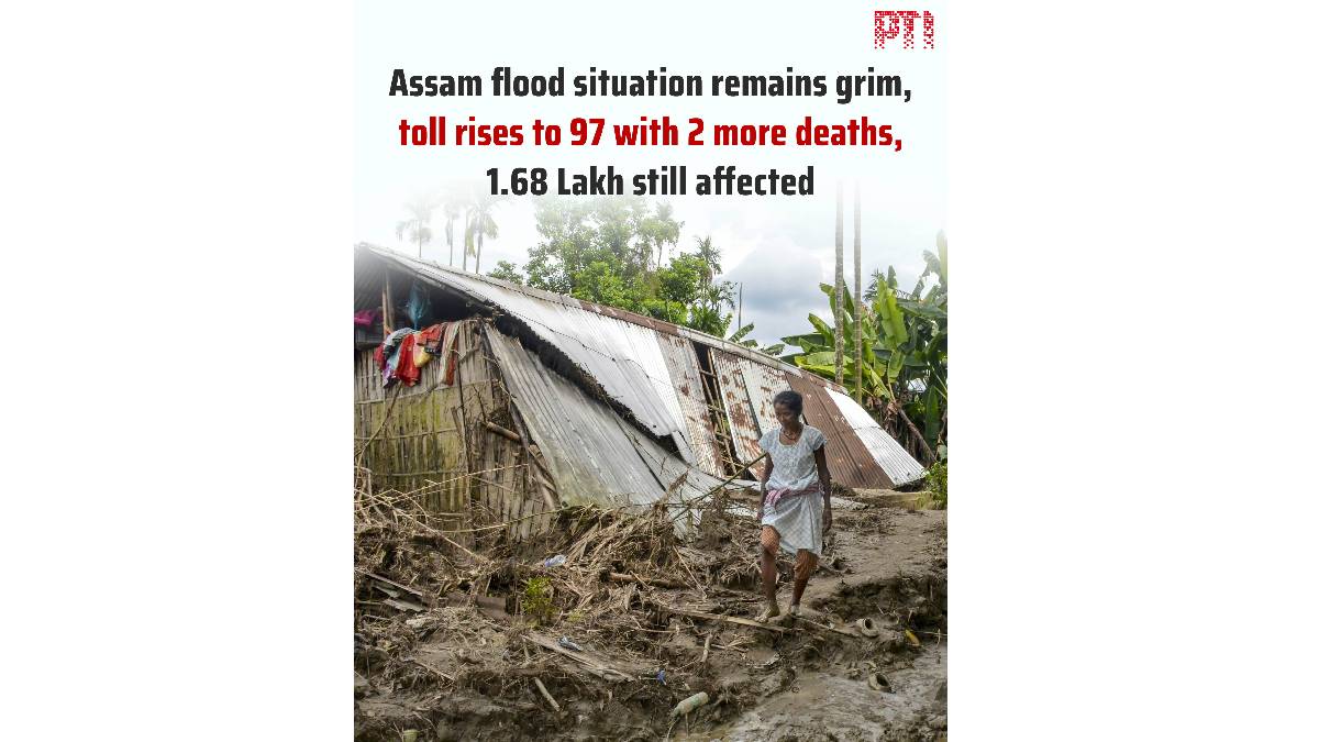 Assam Flood Death Toll Rises to 97, Over 1.68 Lakh People Still Affected Across 15 Districts