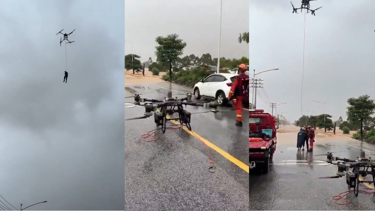China’s Flood Rescues Take to the Sky as Heavy-Lift Drones Carry Stranded Residents to Safety