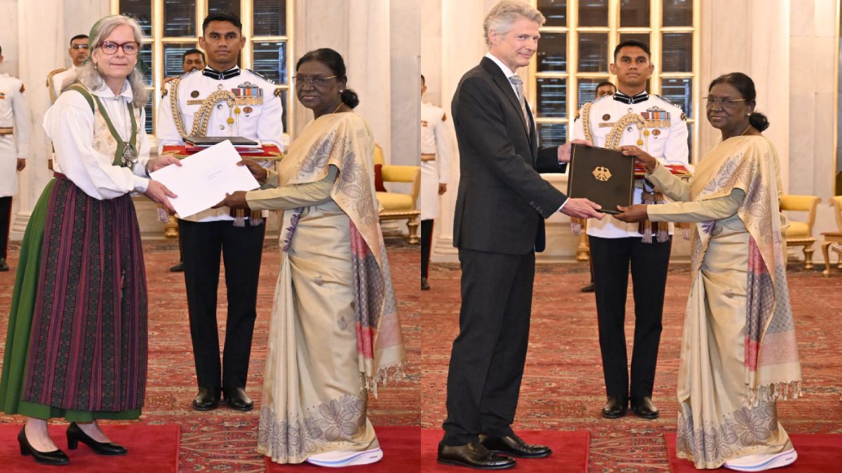 President Droupadi Murmu Receives Credentials From Ambassadors of Germany and Sweden at Rashtrapati Bhavan