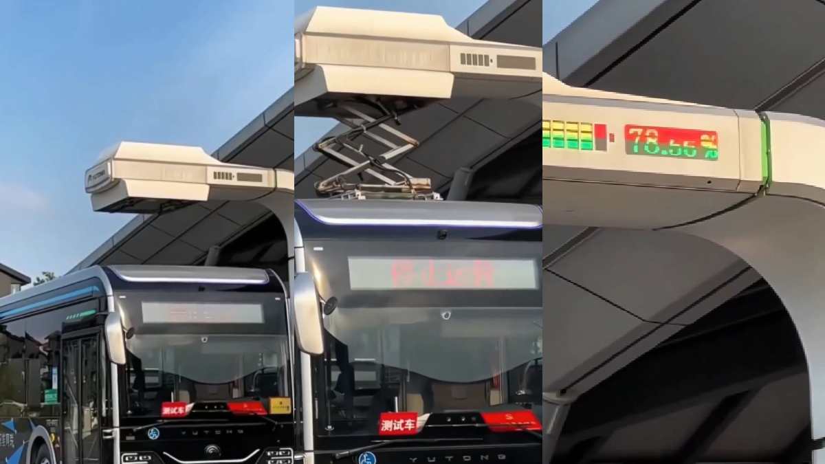 No Driver Needed: Chinese Electric Bus Automatically Plugs Into Charging Pole