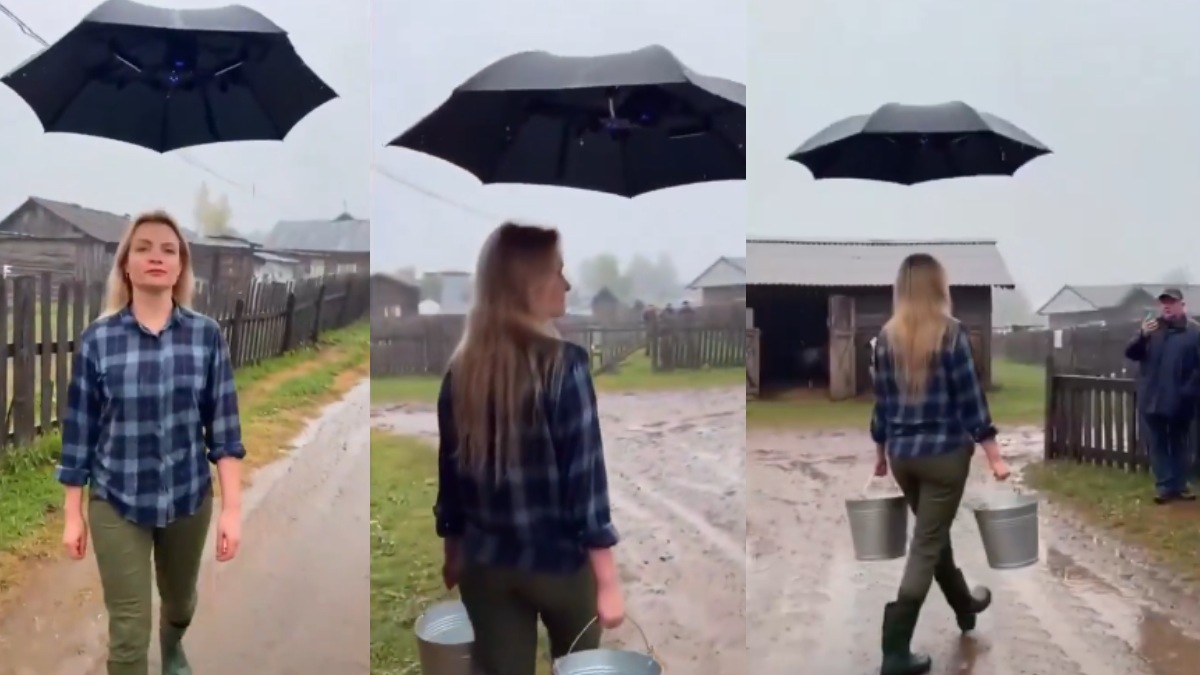 Engineer Develops Futuristic Flying Umbrella That Hovers Above the User Using Drone Technology