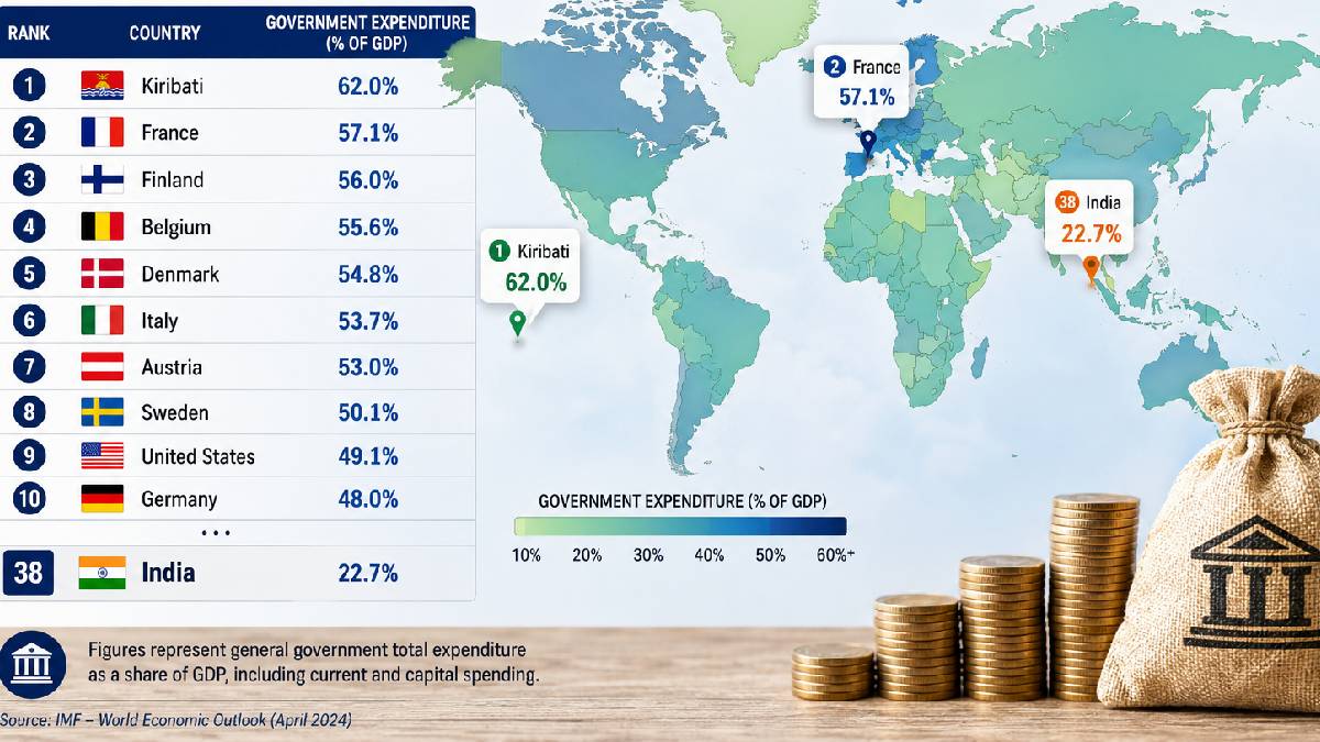 Global Government Spending Rankings Revealed: From Kiribati to France, Where Does India Stand?