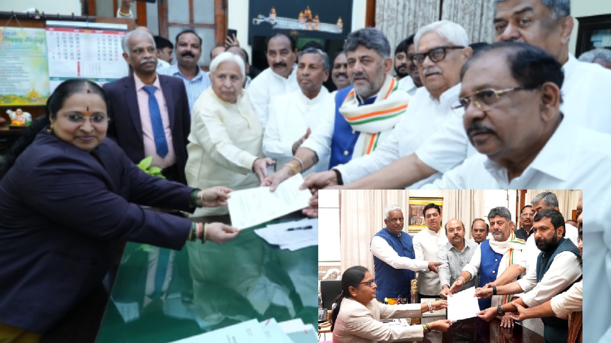 ಜಿ.ಎಸ್. ಪಾಟೀಲ್,ಸಲೀಂ ಅಹ್ಮದ್ ನಾಮಪತ್ರ ಸಲ್ಲಿಕೆ | Photo Credit: https://x.com/DKShivakumar