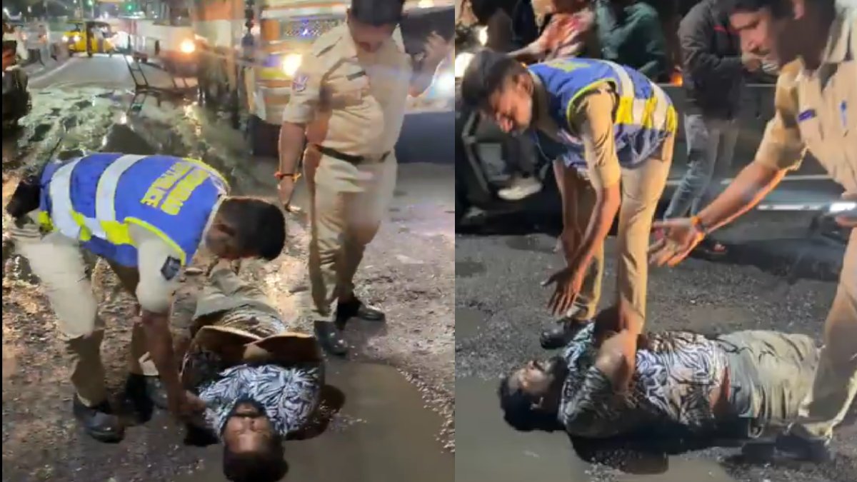 Hyderabad Citizen Stages Unique Pothole Protest, Lies Inside Road to Highlight GHMC Neglect