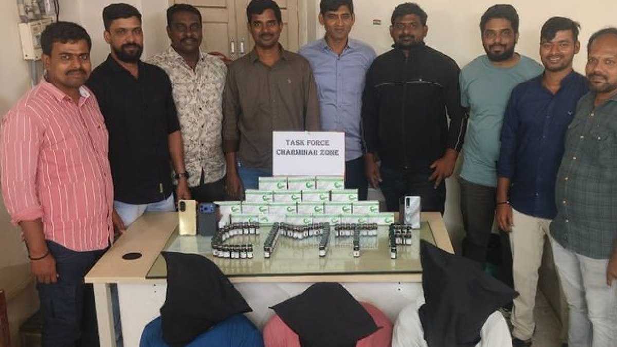 yderabad police display seized Mephentermine Sulphate injections | Photo Credit: https://x.com/hydcitypolice