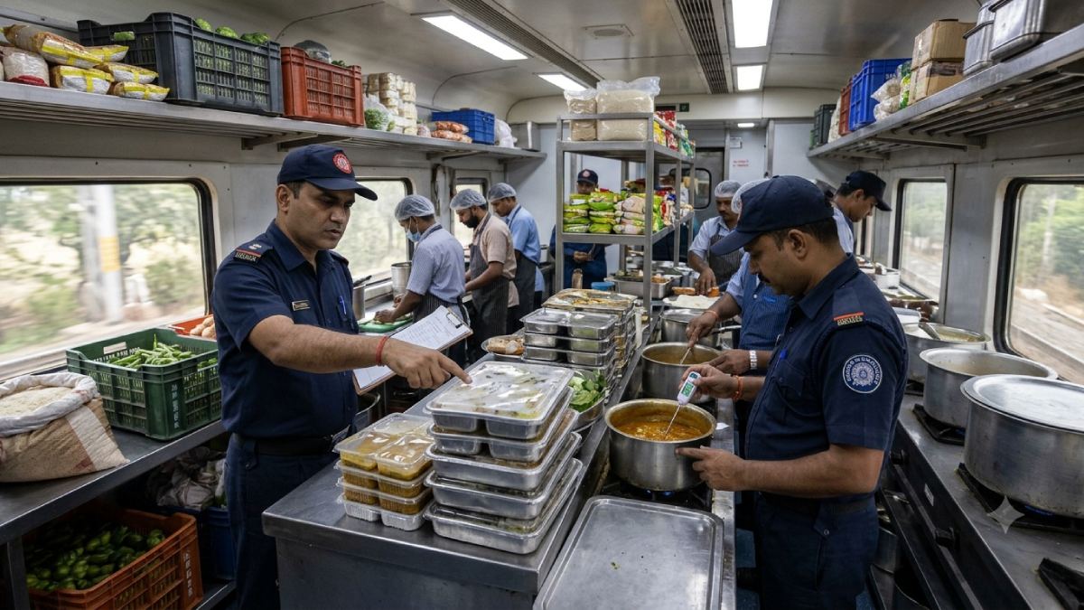Indian Railways Imposes ₹5.13 Crore Fine on Catering Firms for Food Quality and Hygiene Violations | Photo Credit: AI Images