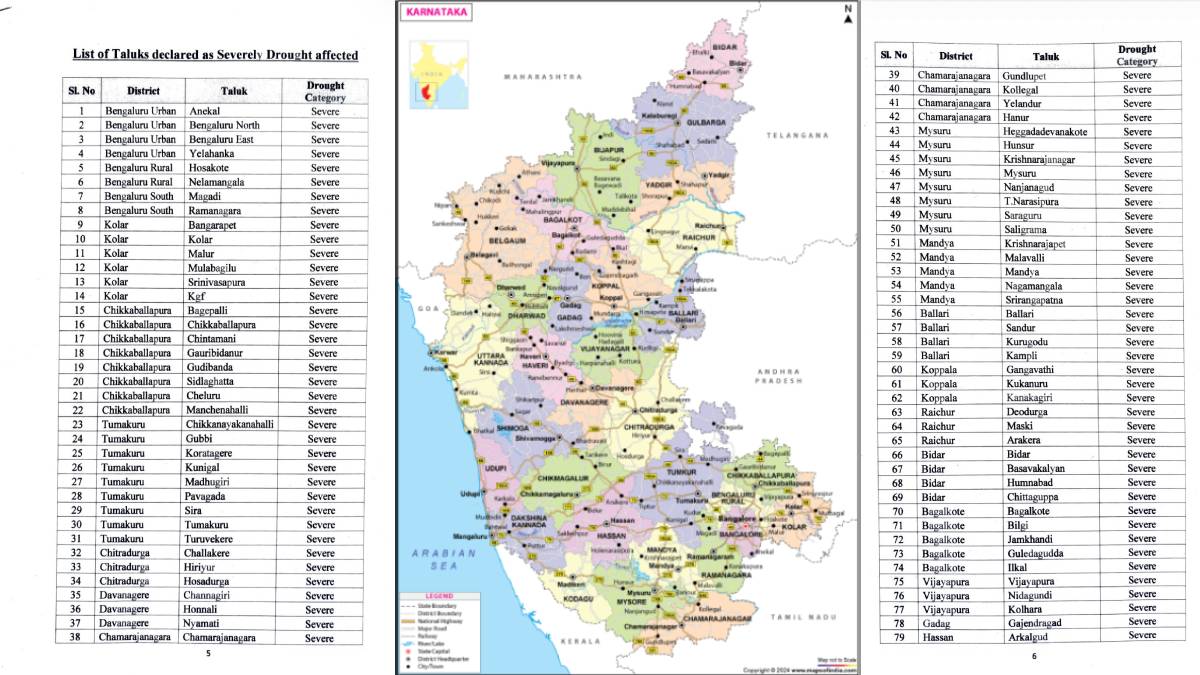 Karnataka Declares 101 Talukas Drought-Hit as Rainfall Deficit Deepens Farmer Distress