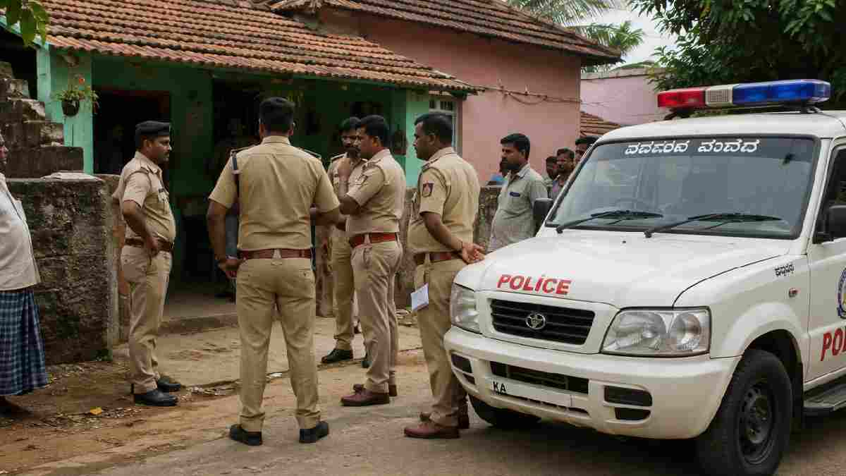 Police outside house in Hassan village | Photo Credit: Ai generated