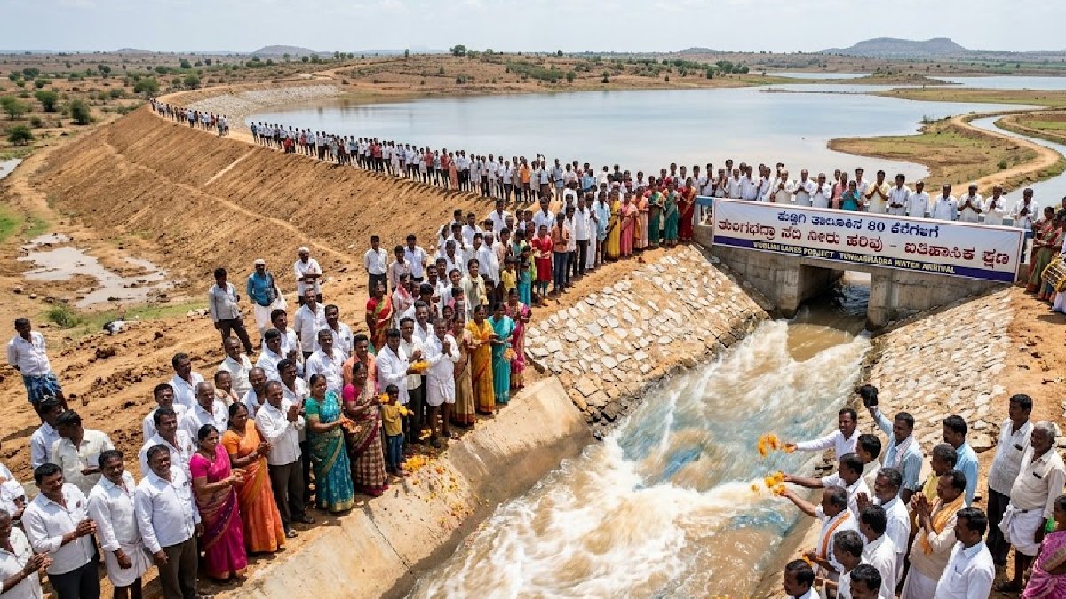 ಕೂಡ್ಲಿಗಿ ತಾಲೂಕಿನ 80 ಕೆರೆಗಳಿಗೆ ₹640 ಕೋಟಿ ವೆಚ್ಚದ ಯೋಜನೆಯಡಿ ತುಂಗಭದ್ರಾ ನದಿಯಿಂದ ನೀರು | Photo Credit: AI