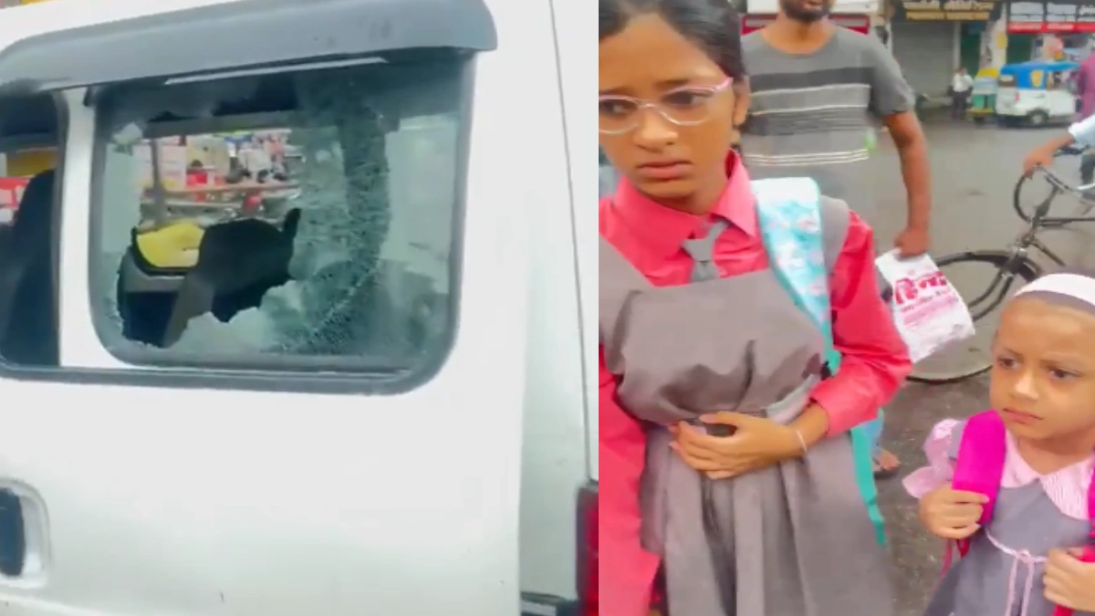 Lucknow School Van Attacked During Kanwar Yatra | Children Safe After Vandalism | Photo Credit: https://x.com/FSartajweb