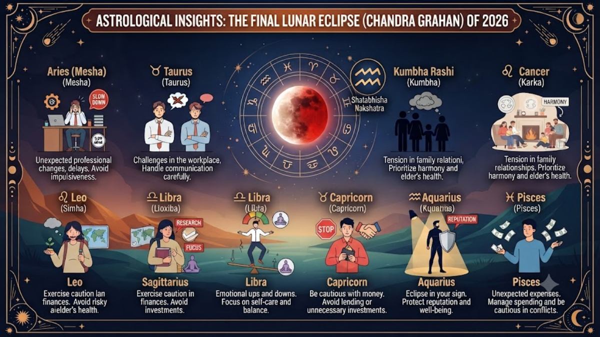 Lunar Eclipse 2026: These 8 Zodiac Signs May Face Challenges During the Year’s Final Chandra Grahan