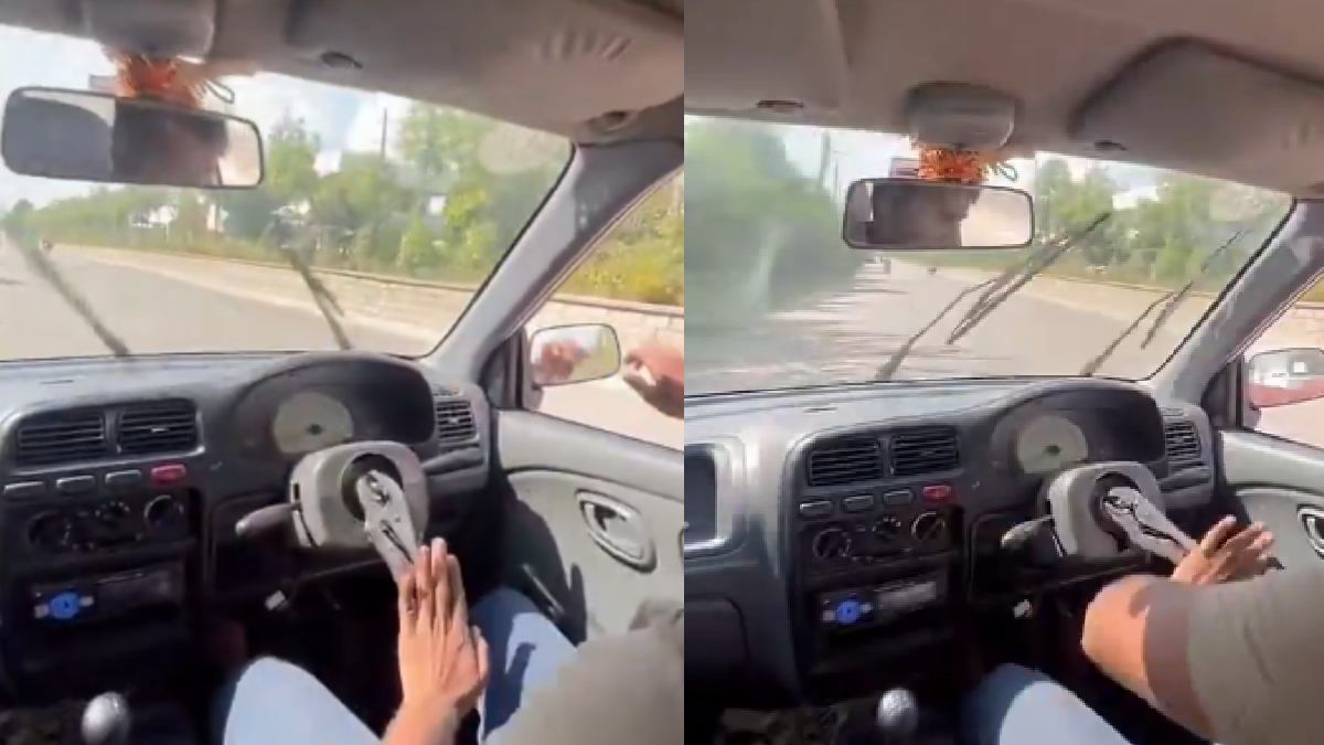 Viral Stunt Leaves Internet Stunned: Man Drives Moving Car Using Pliers Instead of Steering Wheel