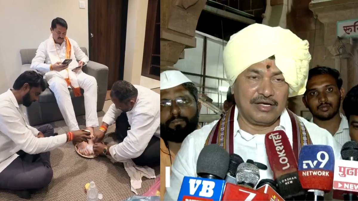 Nana Patole Guru Purnima Milk Washing Video Sparks Controversy | Photo Credit: x.com/nextminutenews7 |