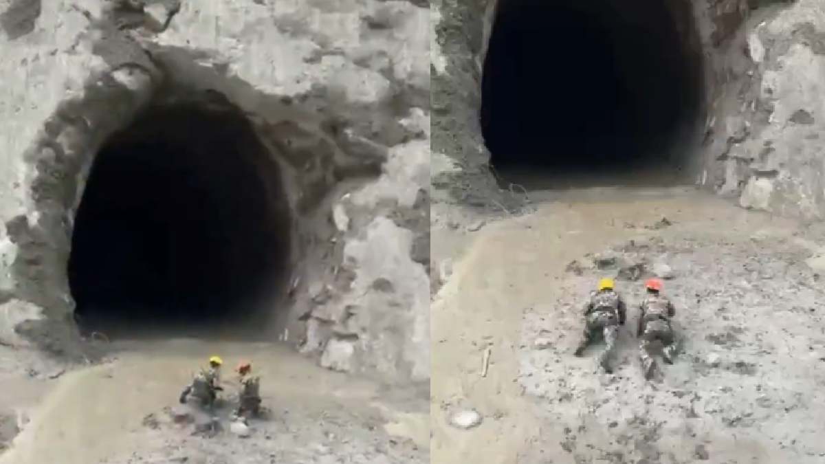 Nepal soldiers crawl through muddy tunnel | Photo Credit: https://x.com/IAjitDoval_IND