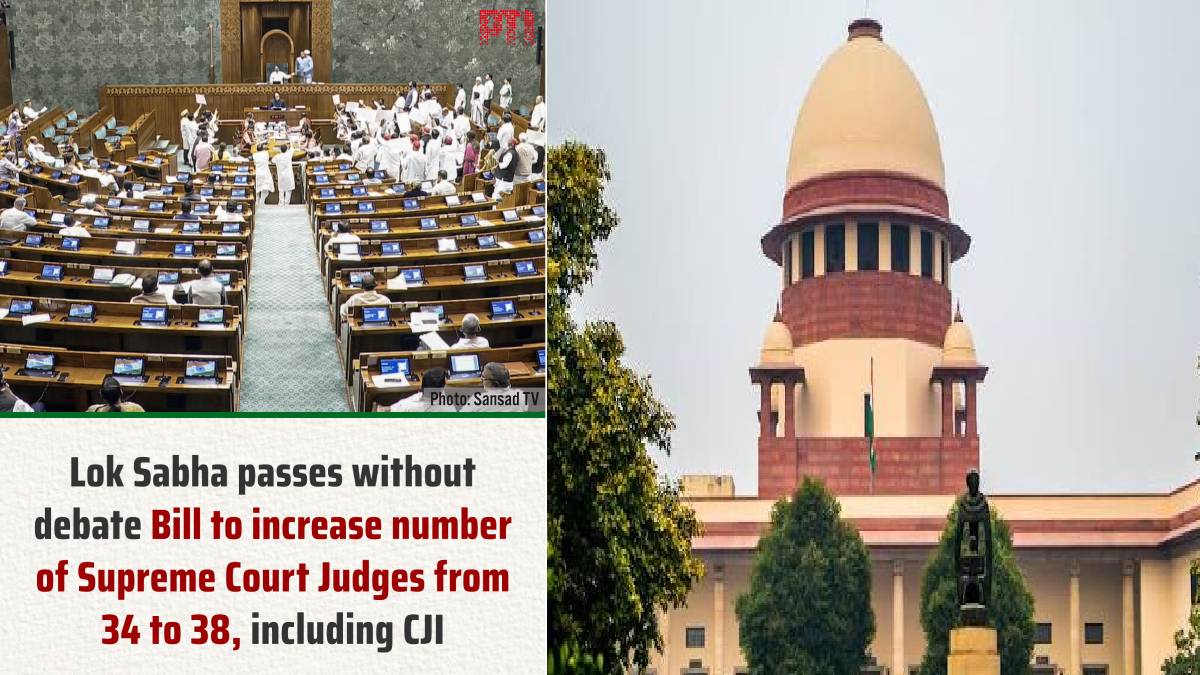 Lok Sabha Passes Bill to Increase Supreme Court Judges to 38 | Photo Credit: https://x.com/PTI_News