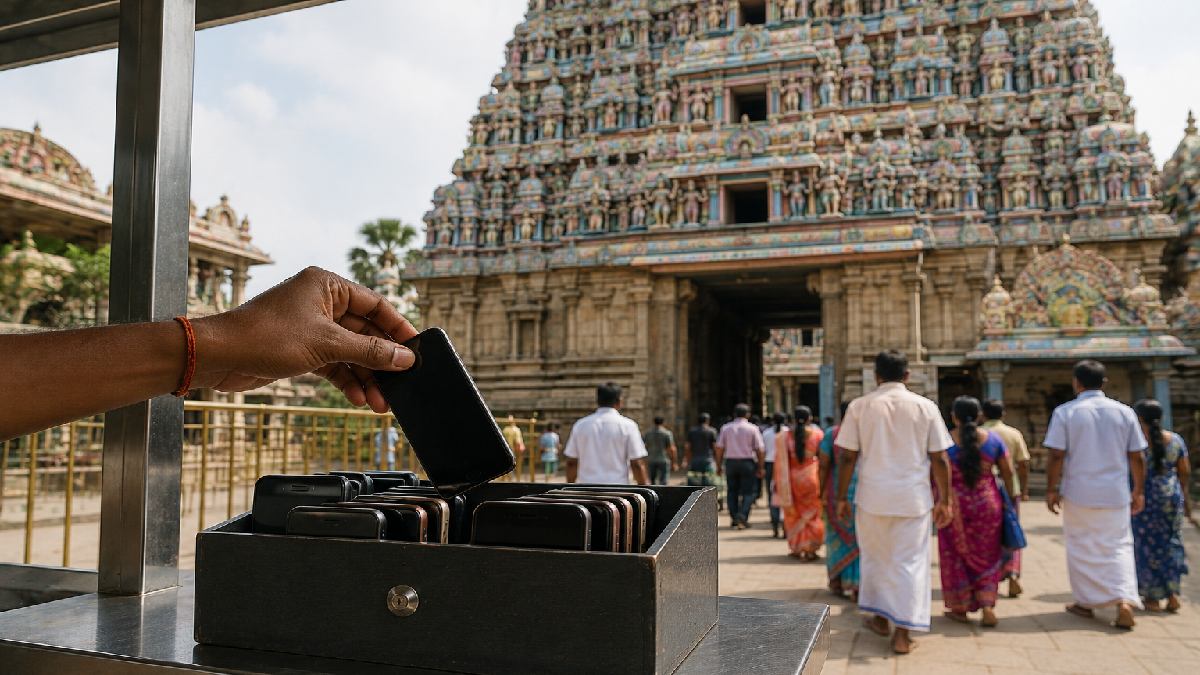 Tamil Nadu to Ban Mobile Phones Inside Major Temples From September 1; Deposit Counters to Be Set Up for Devotees