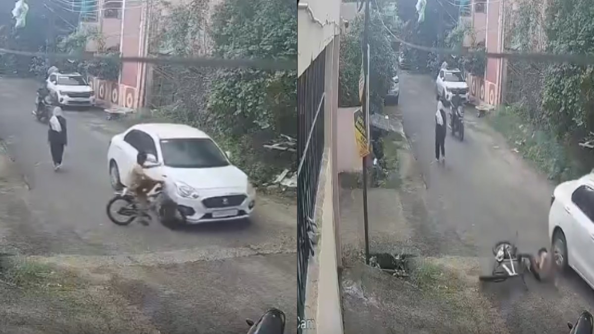 Viral Video: Boy Collides With Passing Car, Gets Up Smiling and Says, ‘Bhaiyaa, Accident Ho Gaya’
