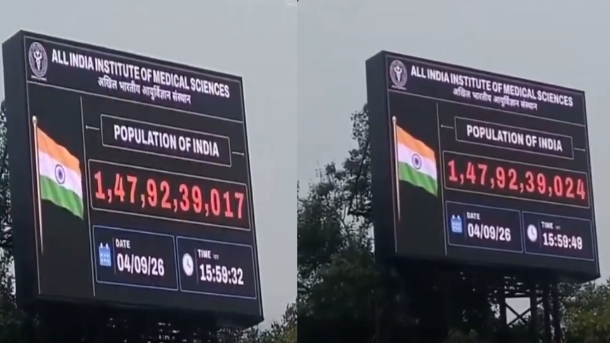 AIIMS Delhi Displays Live Population Count of India on Digital Screen, Highlighting India’s Population Growth