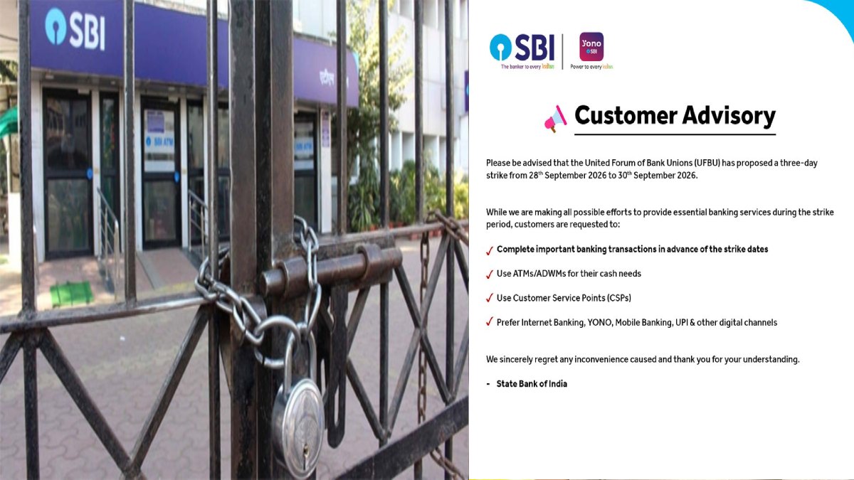 Bank Strike September 28-30: SBI Issues Big Alert to Customers, Check Services Affected