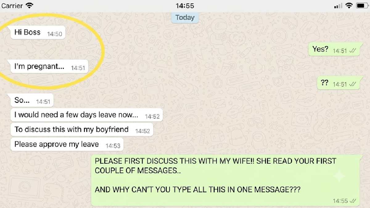 “I’m Pregnant, Boss!” One WhatsApp Message Leaves Boss Facing Wife’s Questions
