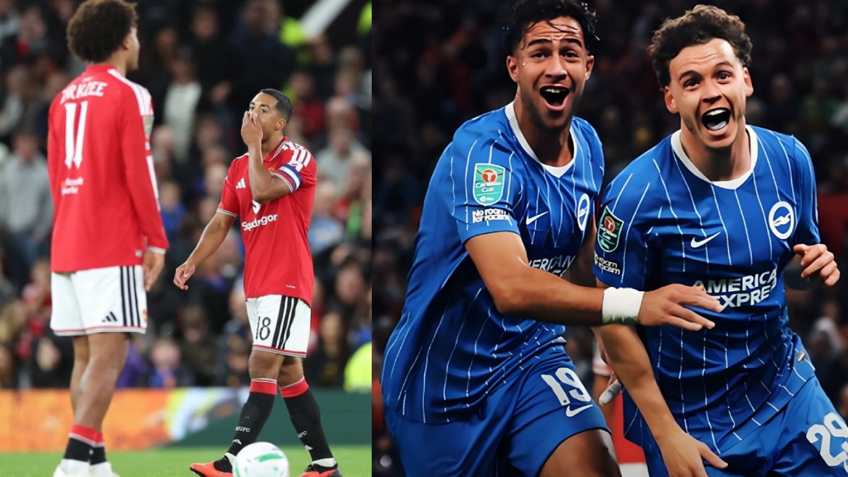 Manchester United Knocked Out by Brighton in Carabao Cup | Photo Credit: https://x.com/AmorimEraNow/   |    https://x.com/wearebrighton/